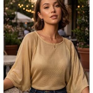 Vintage Y2K Gold Flowy Semi-Sheer Blouse by Arsenal